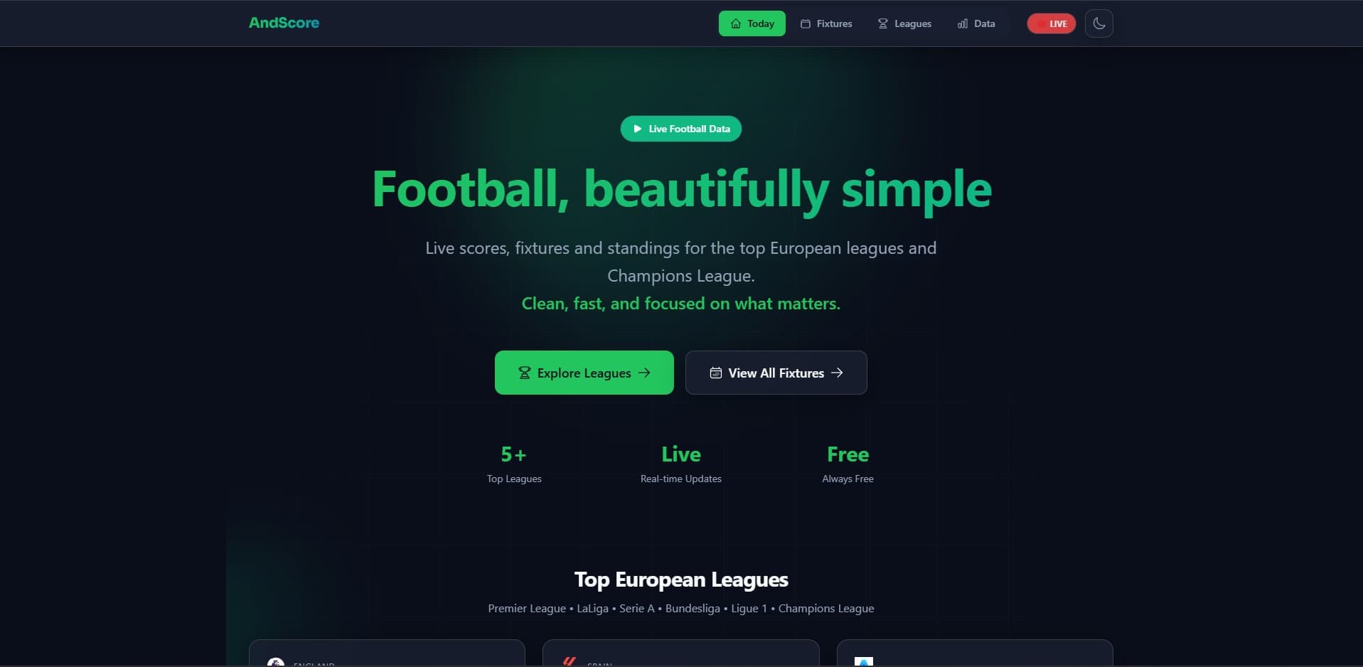 AndScore - სპორტული აპლიკაცია - 1